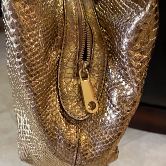 Gold Metallic Snakeskin Michael Kors purse. - Picture 8 of 11